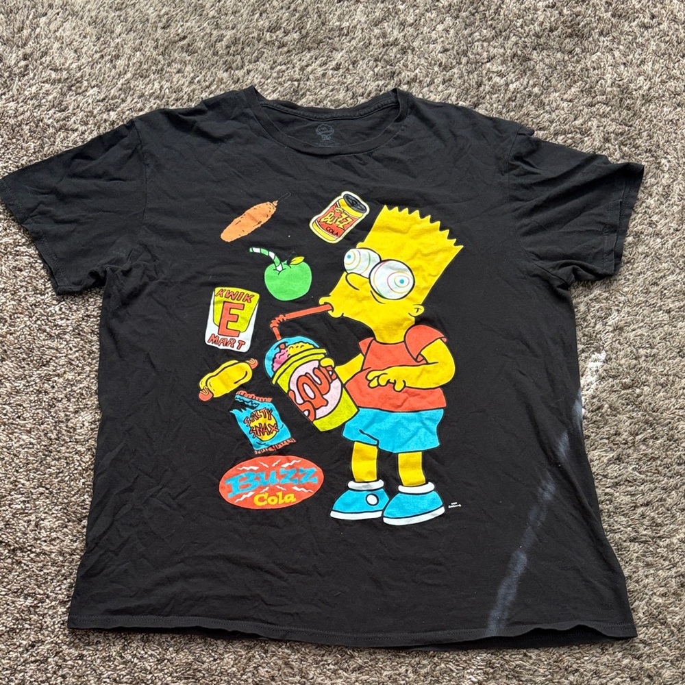 Black T-Shirt with Simpson Cartoon Graphic Size Large